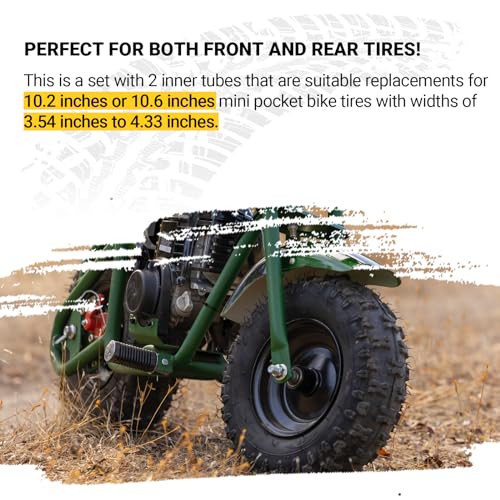 (2-Pack) Replacement Front or Rear Inner Tubes for 90/65-6.5” and 110/50-6.5” Mini Pocket Bike Tires - Fits Most 38cc, 47cc, and 49cc Mini Pocket Bikes - Compatible with MTA1/MTA2, GP-RSR, and More - size: 110/50-6.5