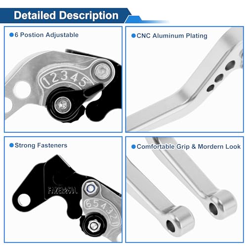 Short Brake Clutch Levers for Yamaha Raptor 660 2001-2004 1 Pair - color: Silver Tone