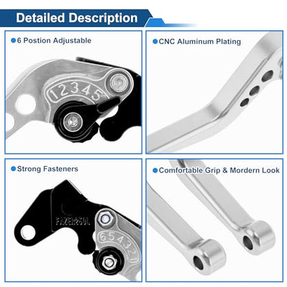 Short Brake Clutch Levers for Yamaha Raptor 660 2001-2004 1 Pair - color: Silver Tone