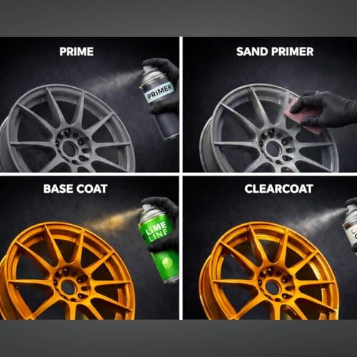 LiME LiNE Automotive Neon Basecoat Aerosol Spray Paint - Must be Clearcoated with High Gloss 2K Double Shot Clearcoat System (Neon Orange + Clearcoat Kit) - color: Neon Orange + Clearcoat Kit