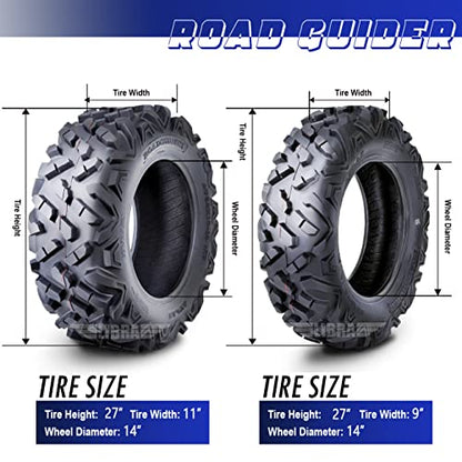 ROADGUIDER Set4 ATV UTV Tires 27x9-14 Front & 27x11-14 Rear 6PR All Terrain - size: 27x9-14 & 27x11-14