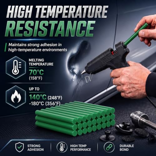 CroBlissful 20 Pcs PDR Glue Sticks Hot Melt for Dent Repair,Green - color: Green