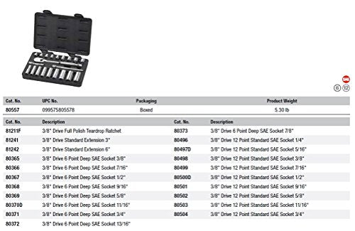 GEARWRENCH 21 Pc. 3/8" Drive 6 & 12 Pt. Standard & Deep Mechanics Tool Set, SAE - 80557 - style: 21 piece - 6 & 12 point
