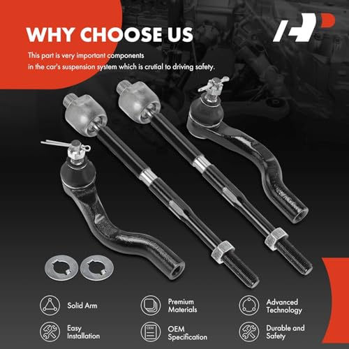 A-Premium Front Inner & Outer Tie Rod End Kit, Compatible with Honda