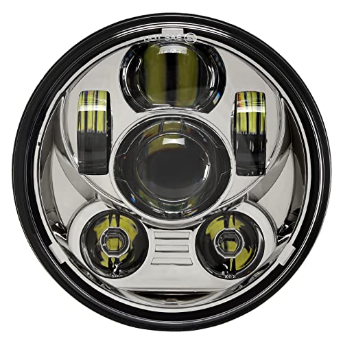5-3/4 5.75 inch Headlight LED Compatible with Harley Davidson Dyna Sportster Iron 883 1200 Low Rider XLH883 Super Glide Softail Custom XLH1200 Forty-Eight SuperLow Street 500 750(Chrome) - color: Chrome