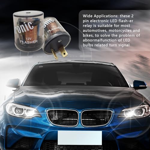 2 PCS Car 2 Pin 3 Pin Flasher, 20A 12V Transparent Round Shell Fast Flasher Relay, Turn Signal Indicator Repair Tool, Universal for Halogen Lamp Relays (Transparent)
