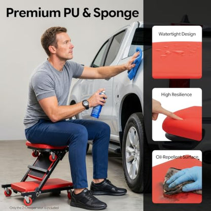 Foldable Z Garage Creeper 40inch, 2 in 1 Mechanic Creeper Stool