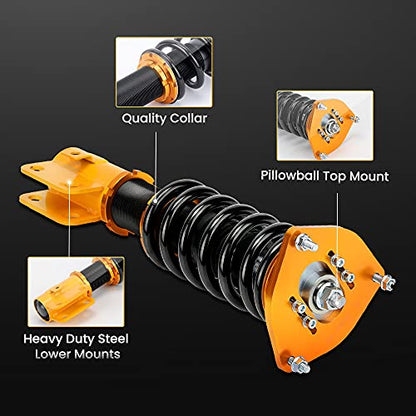 maXpeedingrods Coilovers for Subaru Legacy 2000-2004 BE Sedan, Height Adjustable Coil-over Suspension Kit, Preset Damping Shock Absorber Struts Lowering Kit Gold