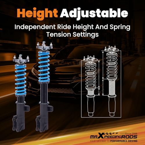 maXpeedingrods Coilover for Mazda CX-5 FWD/AWD 2013-2016, 24 Levels Damper Adjustable Coilovers Suspension Kit, Height Adjustable Shock Absorber Struts, T6 Upgraded Lowering Kits Blue