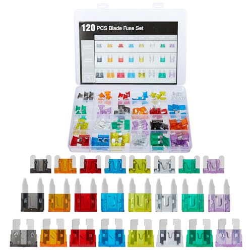 120 PCS Blade Fuses Assortment Kit, Car Fuses Assortment Kit- Standard & Mini & Low Profile Mini Fuse (2A 5A 10A 15A 20A 25A 30A 35A),Replacement Fuses for Car, Boat, SUV, Auto, RV, Truck