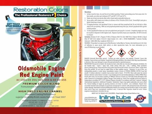 Inline Tube Compatible with 1968-69 Oldsmobile 455cid Hurst Olds Red Engine Paint 1pc