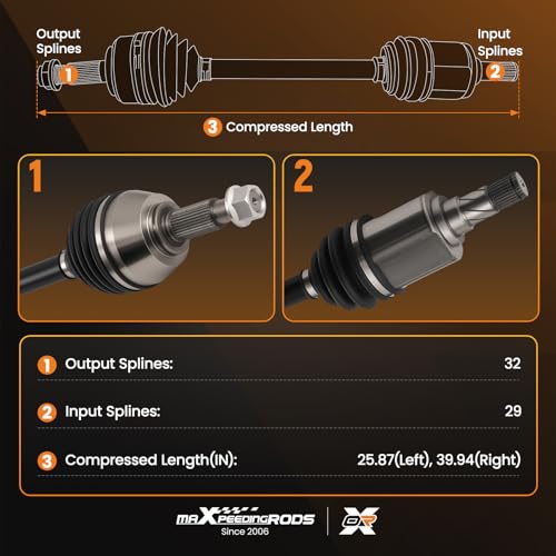 maXpeedingrods Front Left and Right CV Axle Shaft for Nissan Maxima 66-6295 - size: for 66-6295-LR