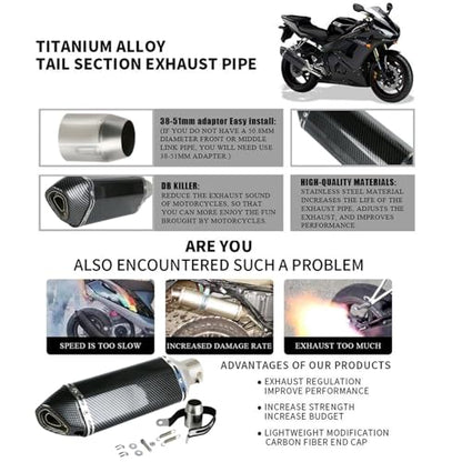 PACEWALKER Motorcycle Exhaust Muffler Carbon Fiber 1.5-2" Inlet - size: Carbon Fiber