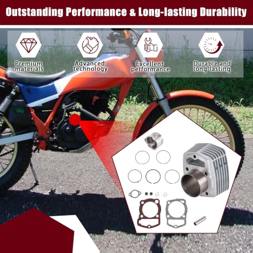 Engine Top End Rebuild Kit 63mm Cylinder Piston Gasket Replacement for Honda XR200R 1981–2002 XR200 1980–1984 XL200R TLR200