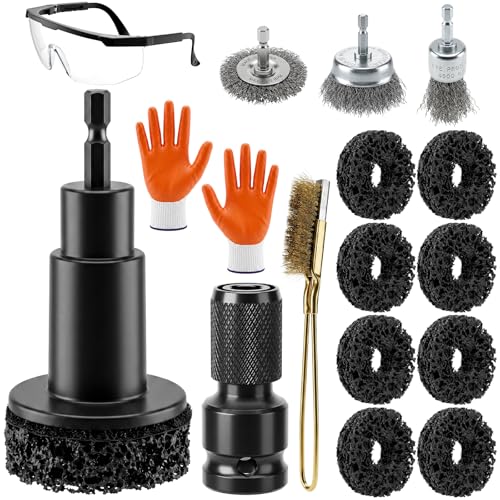 Wheel Hub Cleaning Tool Kit, 17 PCS Stud Rust Remover for Drill - color: Hub Restore Kit