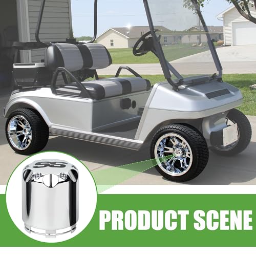 10L0L Universal Golf Cart SS Wheel Center Cap Cover for Yamaha, EZGO, Club Car, 4 PCS (Chrome) - color: Silver