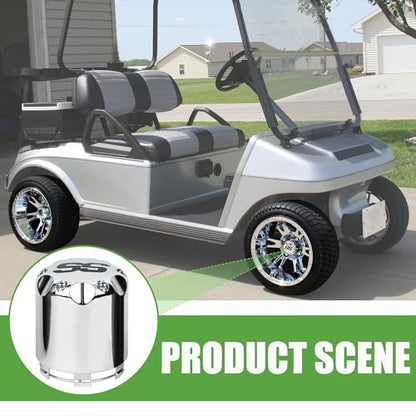 10L0L Universal Golf Cart SS Wheel Center Cap Cover for Yamaha, EZGO, Club Car, 4 PCS (Chrome) - color: Silver