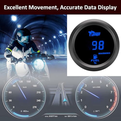 Car Fuel Level Gauge Auto Fuel Tank Level Gauge 2" 52mm Petrol Meter - color: Blue Light Fuel Level Gauge