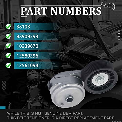 IRONTEK 38103 Belt Tensioner Pulley Assembly fit for Cadillac Escalade 2000, for Chevrolet Silverado 1500/S10/C1500/K1500, for GMC C1500/K1500/K2500, for Oldsmobile Bravada #12580296 - size: 12456152