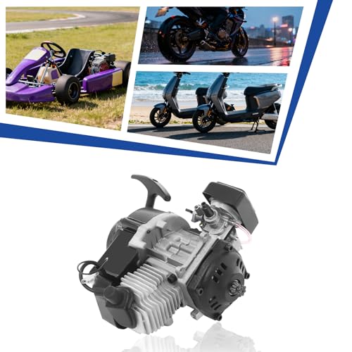 49cc Engine 2 Stroke Engine Dirt Bike Engine Pit Bike Engine Parts for 33CC/36CC/43CC/47CC/49CC Dirt Bike, Pit Bike, Go-Kart, Air-Cooled, Aluminum Alloy, 44mm Bore, 25H Chain, 7T Sprocket