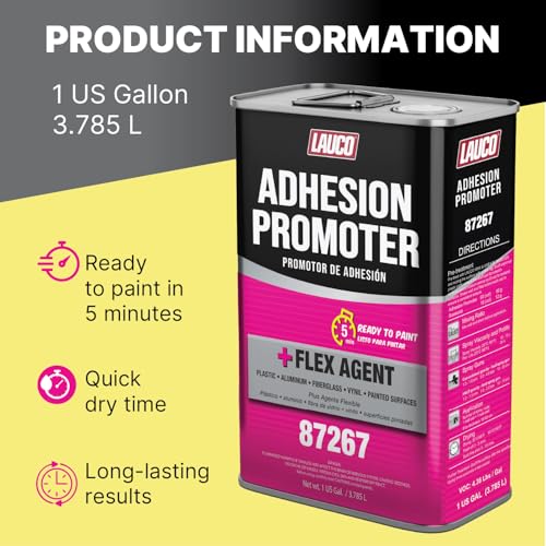 LAUCO Adhesion Promoter Gallon, Automotive Surface Adhesion Enhancer with Flex Agent for Plastic, Metal, Fiberglass, and Vinyl, Fast Dry, Ready to Paint in 5 Minutes 87267 - size: Gallon