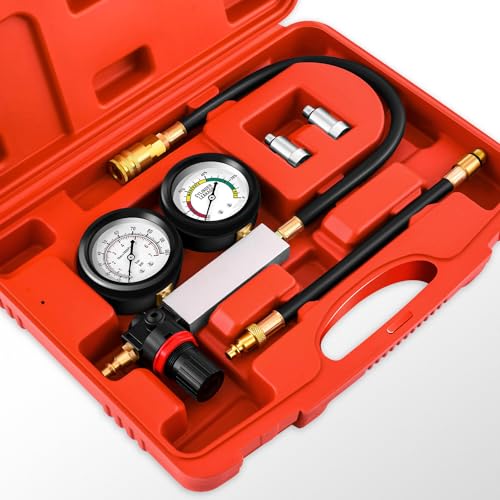 DNA Motoring TU-21 Cylinder Leak Down Tester Kit Automotive Engine Pressure Gauges Compression Test Leakage Detector Tool Set, TOOLS-00335 - style: Gauge Compression Tester