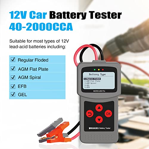 Lancol Car Battery Tester 12V/24V Battery Load Tester 40-2000CCA Alternator Battery Tester Automotive Battery Analyzer Checker Cranking Charging Test Tool for Car/SUV/Light Truck with Flooded AGM Gel