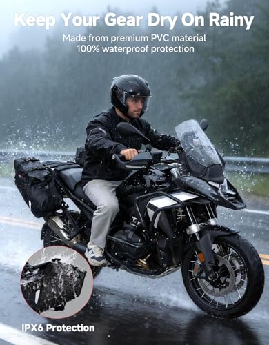 KEMIMOTO IPX6 Waterproof Motorcycle Saddlebags 30L(15Lx2) PVC Side Tail Bag - color: Black