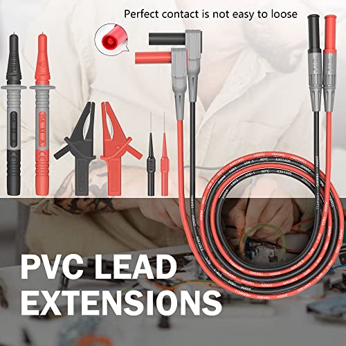 HANDSKIT Multimeter Test Leads, 4mm Banana Plug Leads with Alligator Clips