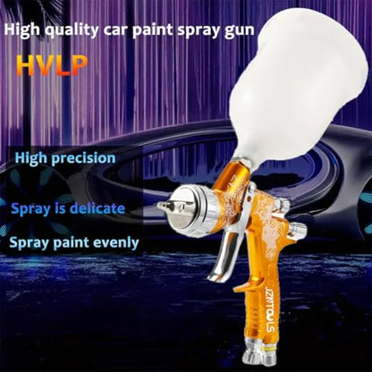 TE20 HVLP Air Spray Gun 1.3mm Nozzles, Car Paint Gun Sprayer,Forged Body, Anodised Finish，Paint Gun for Varnish and Top Coat, with Paint Sprayer Accessories (Gold) - style: Gold