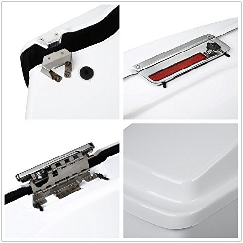 TCMT 5" Extended Saddlebag Trunk W/Lids White Fit For Harley Touring Models CVO Road Glide Road King Street Glide Electra Glide Ultra Classic 1994-2013 - color: White Chrome Latches