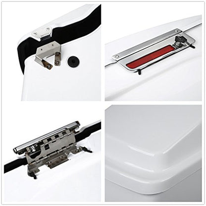 TCMT 5" Extended Saddlebag Trunk W/Lids White Fit For Harley Touring Models CVO Road Glide Road King Street Glide Electra Glide Ultra Classic 1994-2013 - color: White Chrome Latches