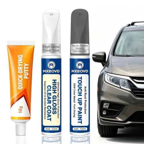 Pacific Pewter Metallic (NH-862M) Touch Up Paint Compatible with Honda,All in One Car Scratch Repair Kit with Primer Putty & Clear Coat,Complete Sanding Tools Set for Scratches Chips Nicks - color: Pacific Pewter Metallic (NH-862M), size: Honda