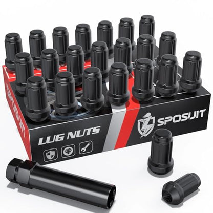 Sposuit 23 Pcs 1/2-20 Spline Black Lug Nuts - Replacement for Jeep - color: Black, size: 1/2"-20, style: 23 Pcs