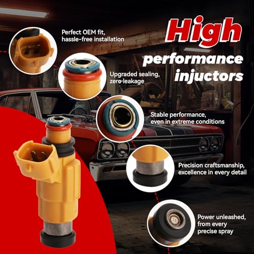 4-Pack Fuel Injectors Set | Compatible with YAMAHA Outboard 4 Stroke F150TLR F150TXR LF150TXR Mitsubishi Diamante Galant Montero Sport| Replaces FJ571 63P1376100 CDH275 - size: 4 X FJ571
