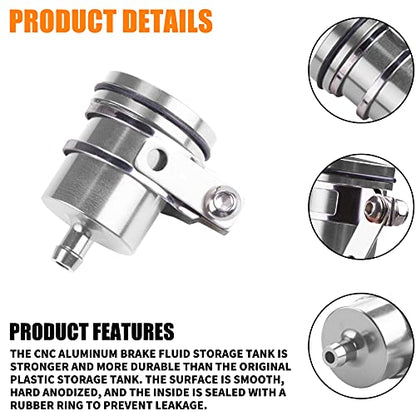 Universal Motorcycle Aluminum Brake Fluid Reservoir Oil Cup Fit For Yamaha Kawasaki Honda Suzuki BMW and more (Silver) - color: silver