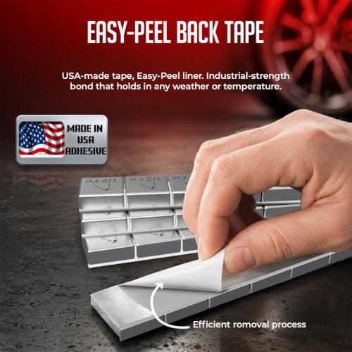 Wheel Accessories Parts 1/2 Oz. 0.50 Oz. Grey Low Profile Stick-On Adhesive EasyPeel Tape Wheel Balancing Weights 1.70 kgs 3.75 lb Box US Made Tape 120 Pcs per Box - size: 1/2 Oz Segment, style: 120 Pcs Silver