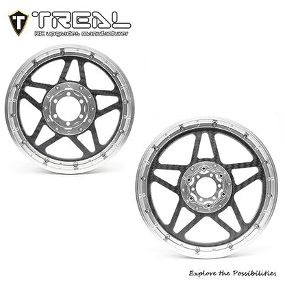 TREAL Losi Promoto MX Front and Rear Wheels(2P), CNC Machined Aluminum w Carbon Rims for Losi 1/4 FXR Motorcycle(Silver) - color: silver