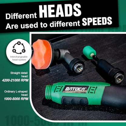 BATOCA S6 Mini Cordless Polisher 2 Heads for Car/Motorcycles Detailing Kit - size: Pro kit with 2 batteries