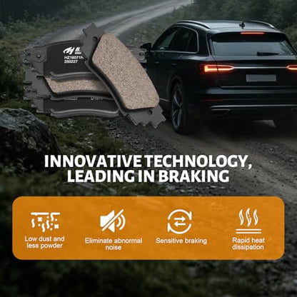 Ceramic Rear Brake Pads Set Compatible with 2016-2022 Lexus RX350;2019-2022 RX350L;2016-2022 RX450h;2018-2022 RX450hL All Models (D1879) - color: HZ1879
