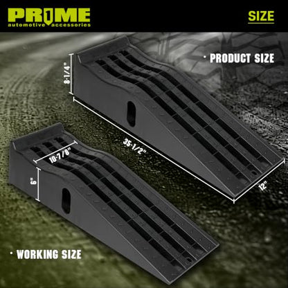 PR1ME Portable Car Ramps -9500lb GVW Capacity，2 Pack Drive Up Car Truck Vehicle Lifts for Home Garage Maintenance, Oil Changes