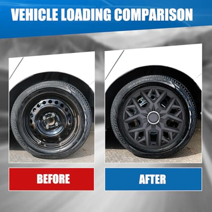 Winjet 15 Inch Set of 4 Universal Hubcaps Wheel Cover Replacement R15 Hub Caps,Auto Tire Replacement Exterior Cap,Universal Wheel Rim Cover Snap On Car Truck SUV (15 Inch,Set of 4,Matte Black) - color: Matte Black(5181-BP-15), size: 15 inch