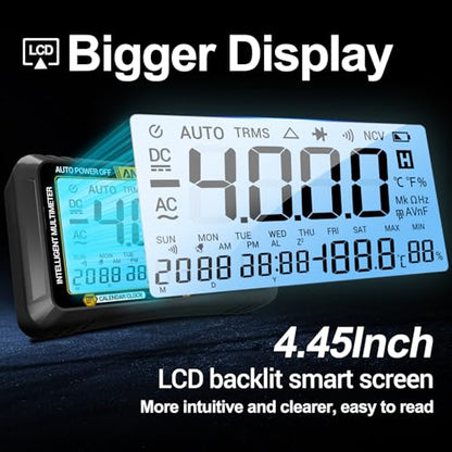 ANENG Digital Multimeter Tester,4000 Counts Voltage Tester,Auto-Ranging TRMS Volt Meter,Large LCD Ohm Meter Measures AC/DC Current,Voltage,Resistance, Diode,Continuity,Capacitance,Temperature - style: 613 Black Large Screen