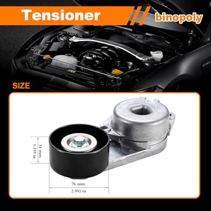 binopoly 38133 Drive Belt Tensioner Assembly With Pulley For 1997-2005 Ford E Series Van Excursion Expedition F Series Pickup Lobo E450 Super Duty Lincoln Navigator OE# 1L3Z6B209AA 89237 419-207