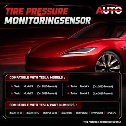 4Pack 1490701-01-C Tire Pressure Monitor Sensors BLE Bluetooth TPMS Sensor Replacement for Tesla Model 3 ModelY Models ModelX 2020-2024 (Silver)