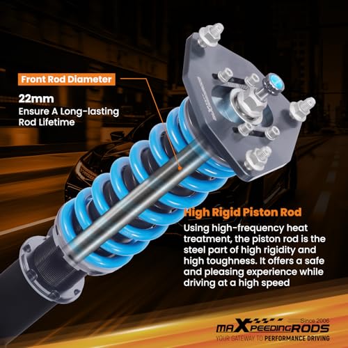 maXpeedingrods Coilover for Hyundai Sonata 2015-2019, for Kia Optima 2016-2020, 24 Levels Damper Adjustable Coilovers Suspension Kit, Height Adjustable T6 Upgraded Lowering Kits Blue