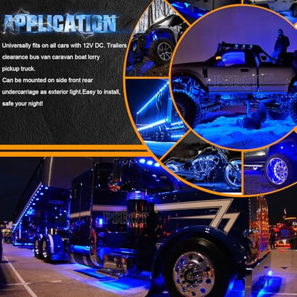 PSEQT 20Pcs 3/4" Strobe Flash+Steady Marker Lights Dual Function Blue LED Trailer Side Clearance Tail Round Lights 12V Bumper Grille Warning Waterproof Lamp for Trailer Truck Bus ATV UTV Van RV - color: Blue