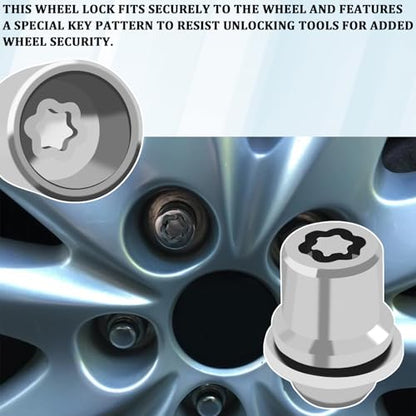 4PCS Wheel Lock Lug Nuts for Toyota, M12x1.5 Anti-Theft Locking Lug Nuts with Wheels Lock Key, 00276-00900 Chrome Wheel Locks for Car Lugs Nut Compatible with Toyota Camry Lexus