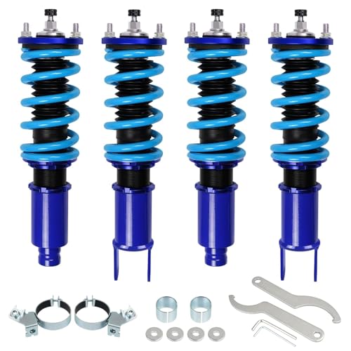 24 Levels Adjustable Coilovers Compatible with Honda Civic 1988-2000 CRX 1992-1995 Delsol 1993-1997 Integra 1990-2001 High Poundage Coil Spring Absorber Struts Suspension Lowering Kit Blue - color: Blue