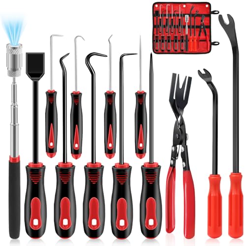 13 PCS Precision Pick and Hook Tool Set & Clip Removal Tool Fastener Red - color: Red, size: 13 PCS